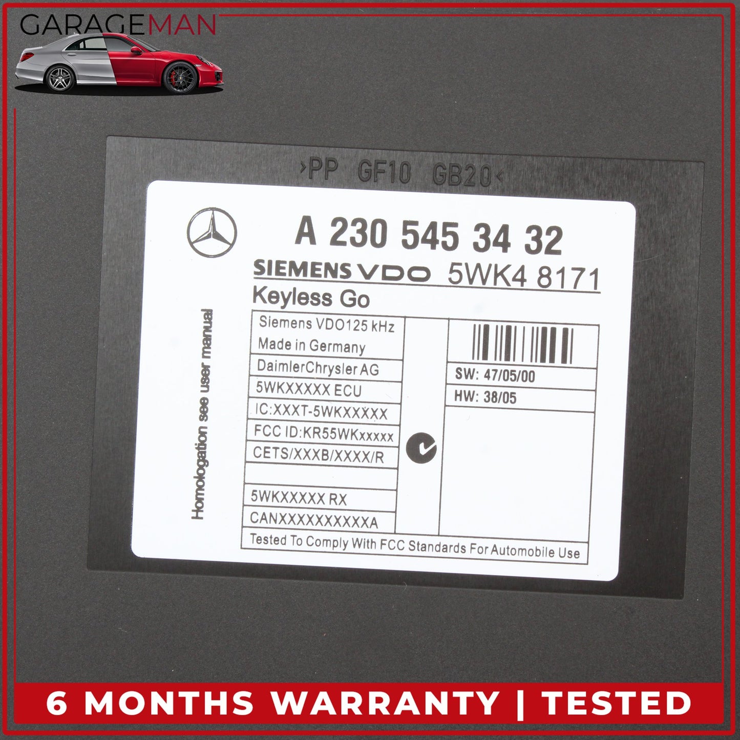 2007-2008 Mercedes R230 SL500 Keyless Go Entry Control Module 2305453432 OEM