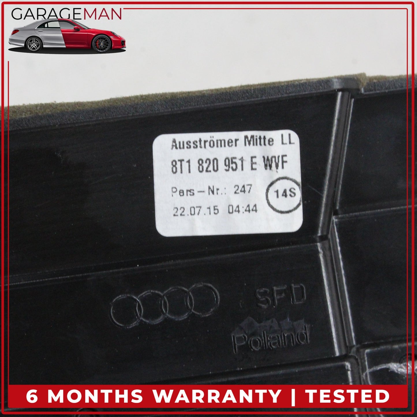 2009-2016 Audi A4 S4 Front Center Dashbord AC A/C Air Vent 8T1820951E OEM