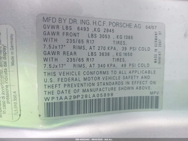 Parting Out- 2008 Porsche Cayenne 9PA- 135