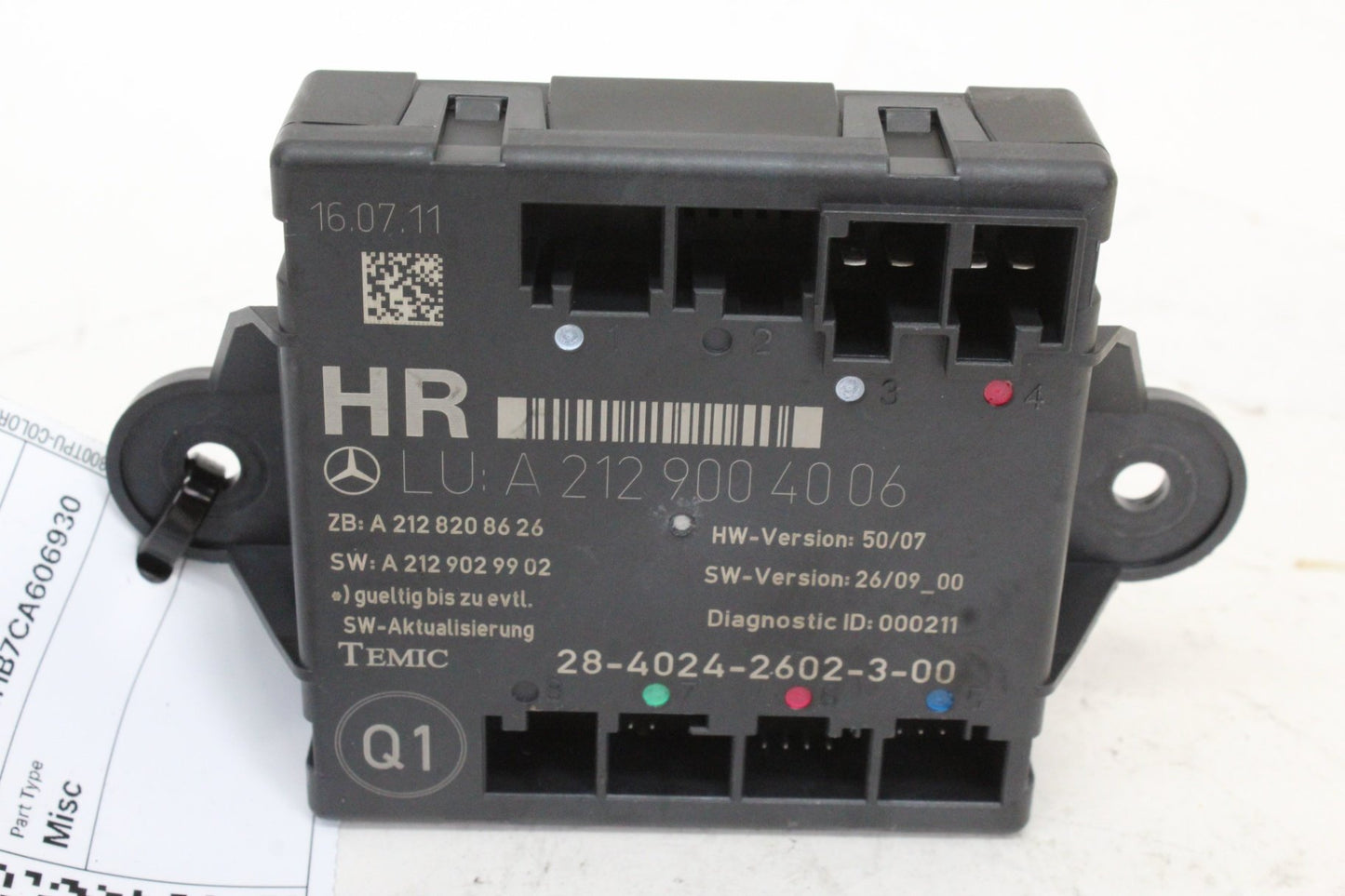 2008-2014 Mercedes C250 CDI W204 Right Rear Door Control Module 2129004006