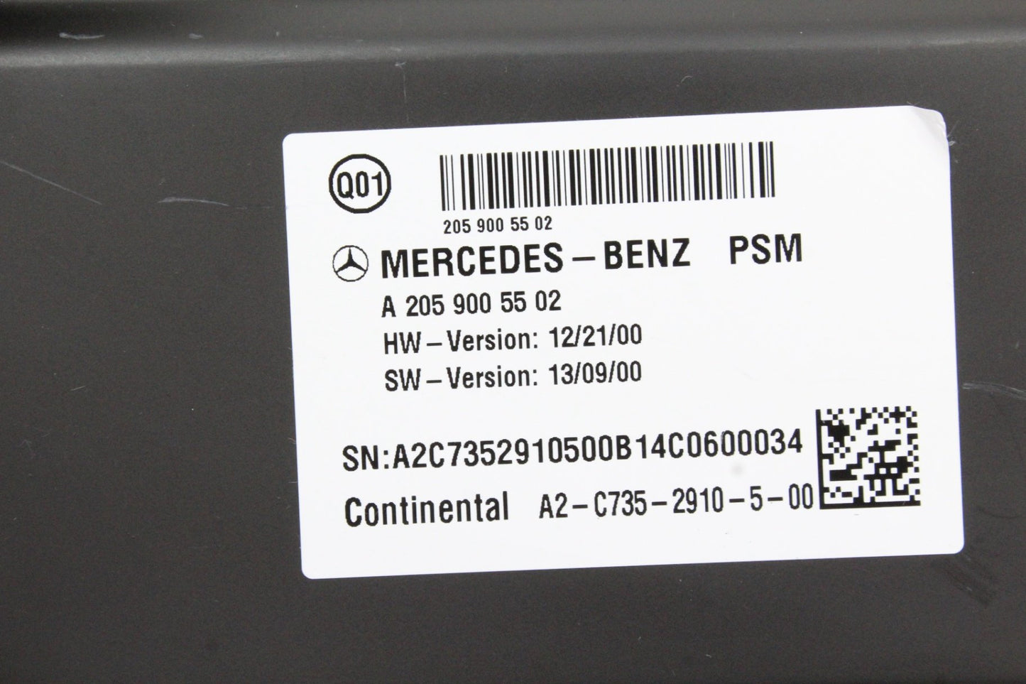 2015-2020 Mercedes-Benz C300 CDI Front Right Seat Control Module 2059005502 OEM