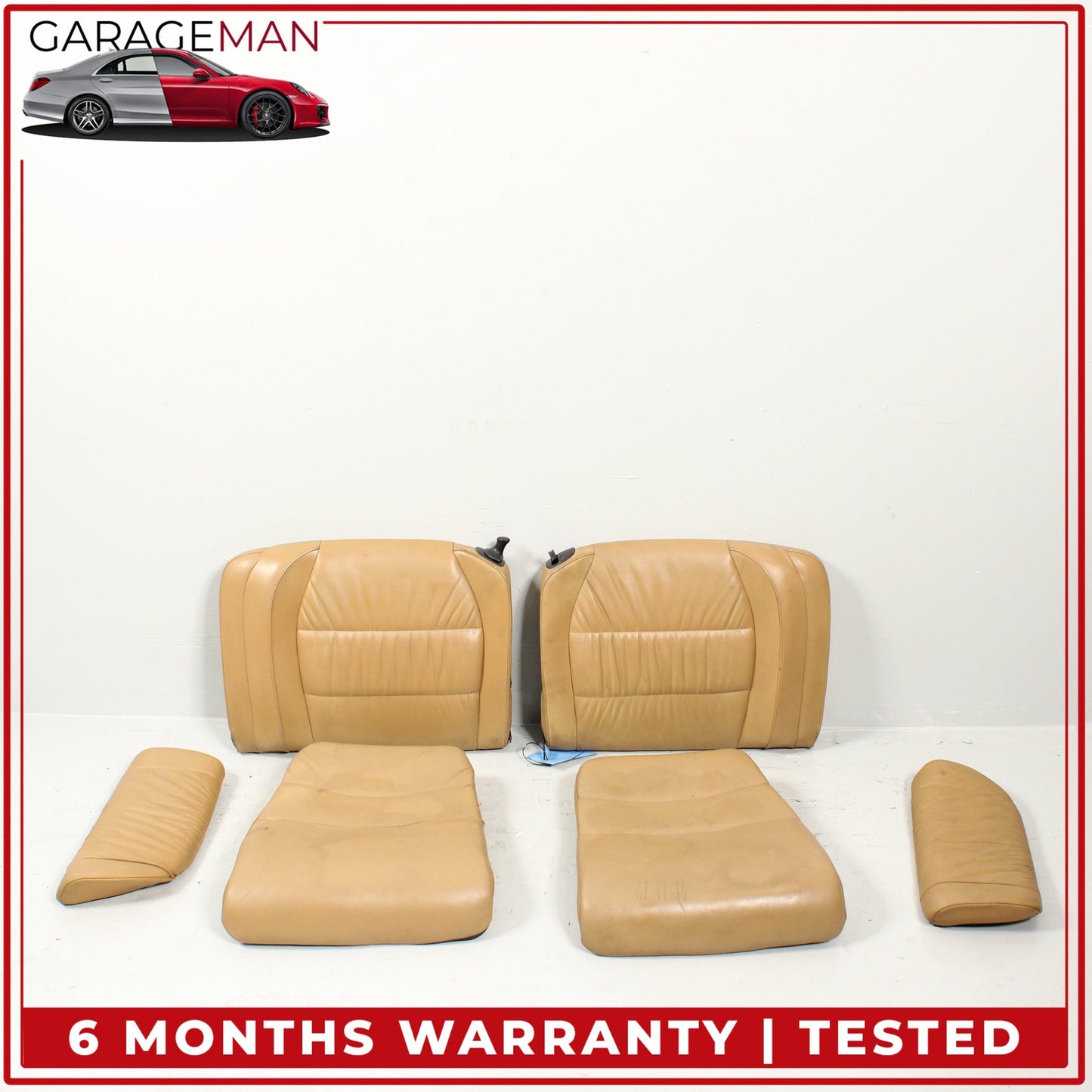 1999-2005 Porsche 911 996 Rear Upper and Lower Seat Cushion Beige Set OEM