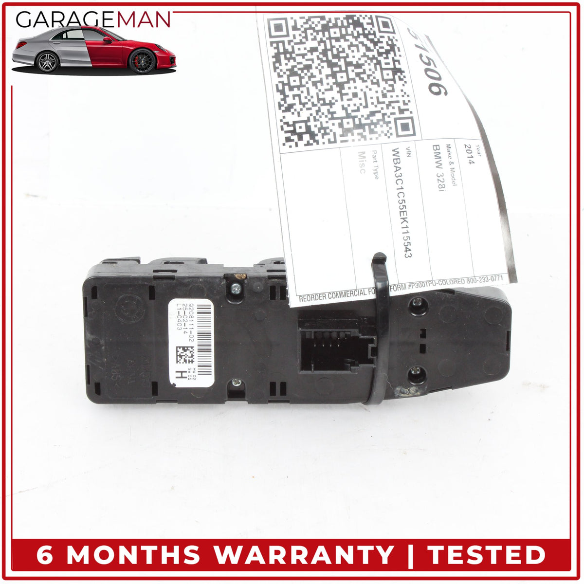 2012-2018 BMW 328i F30 Front Left Side Master Window Control Switch 9208111 OEM