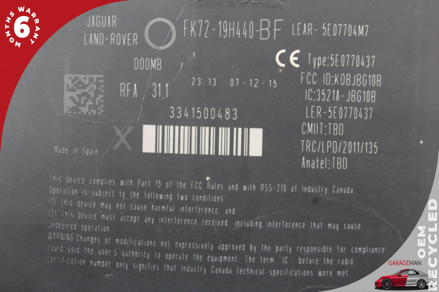2013-2023 Jaguar XF XE X260 Anti Theft Keyless Entry Module FK7219H440BF OEM