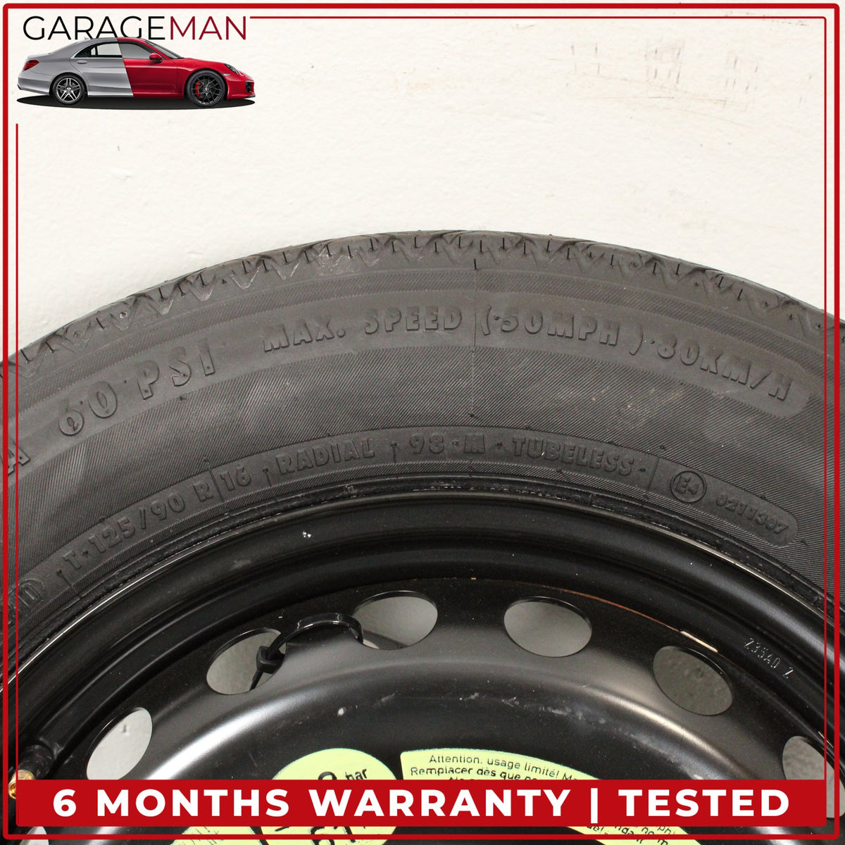 2008-2015 Mercedes W204 C300 Emergency Spare Tire Wheel Donut Rim 125 90 16" OEM