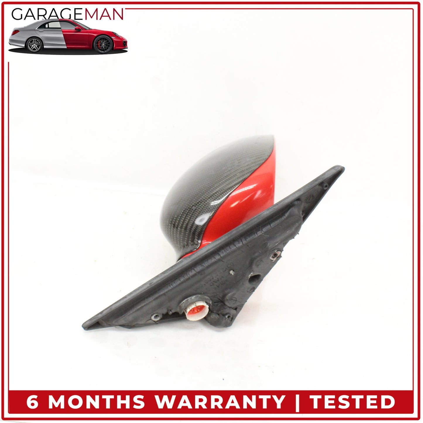 1999-2005 Porsche 911 Right Door Rear View Mirror Red w/ Carbon Fiber Cover OEM
