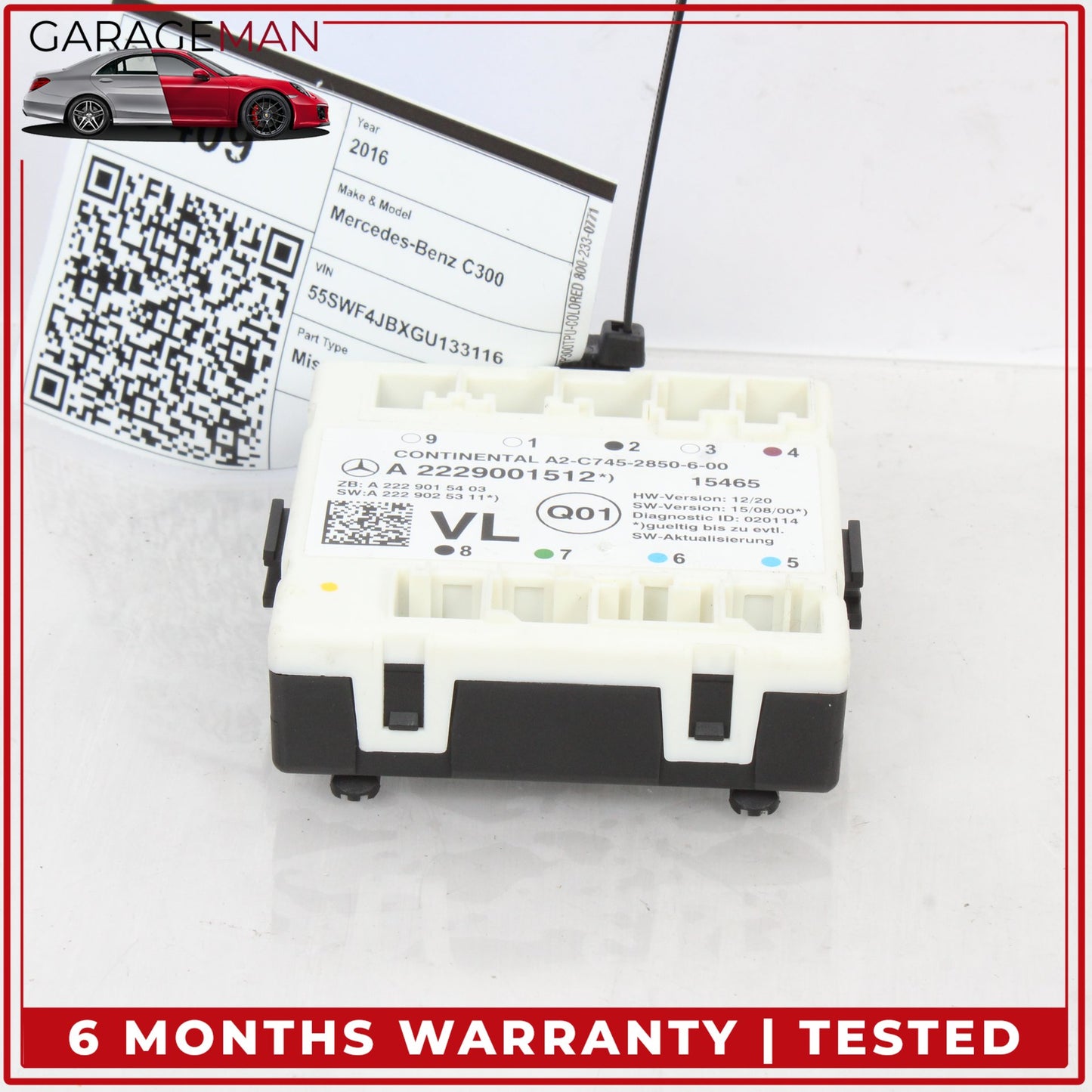 2015-2020 Mercedes W205 C300 Front Left Side Door Control Module 2229001512 OEM