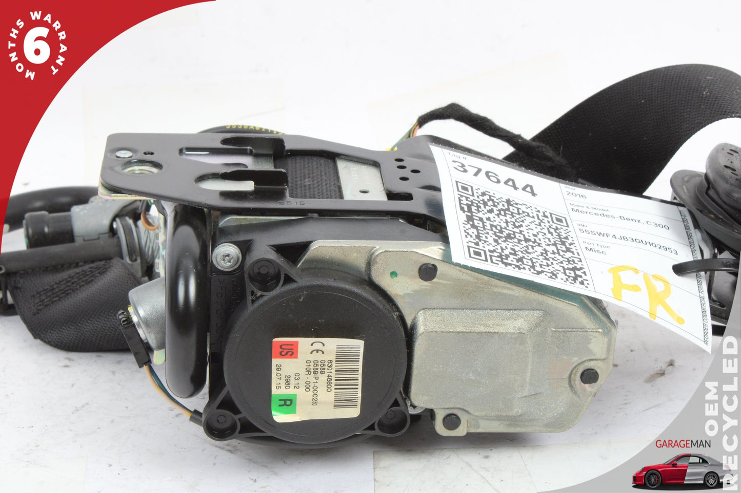 2015-2018 Mercedes-Benz C300 W205 Front Right Side Seatbelt Seat Belt Retractor