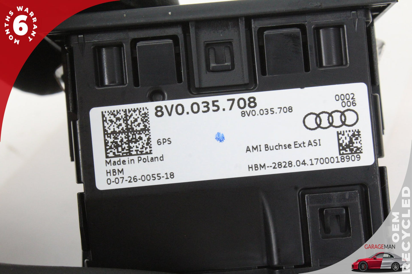2017-2020 Audi A3 S3 USB Charger Port & AUX Plug Assembly 8V0035708 OEM