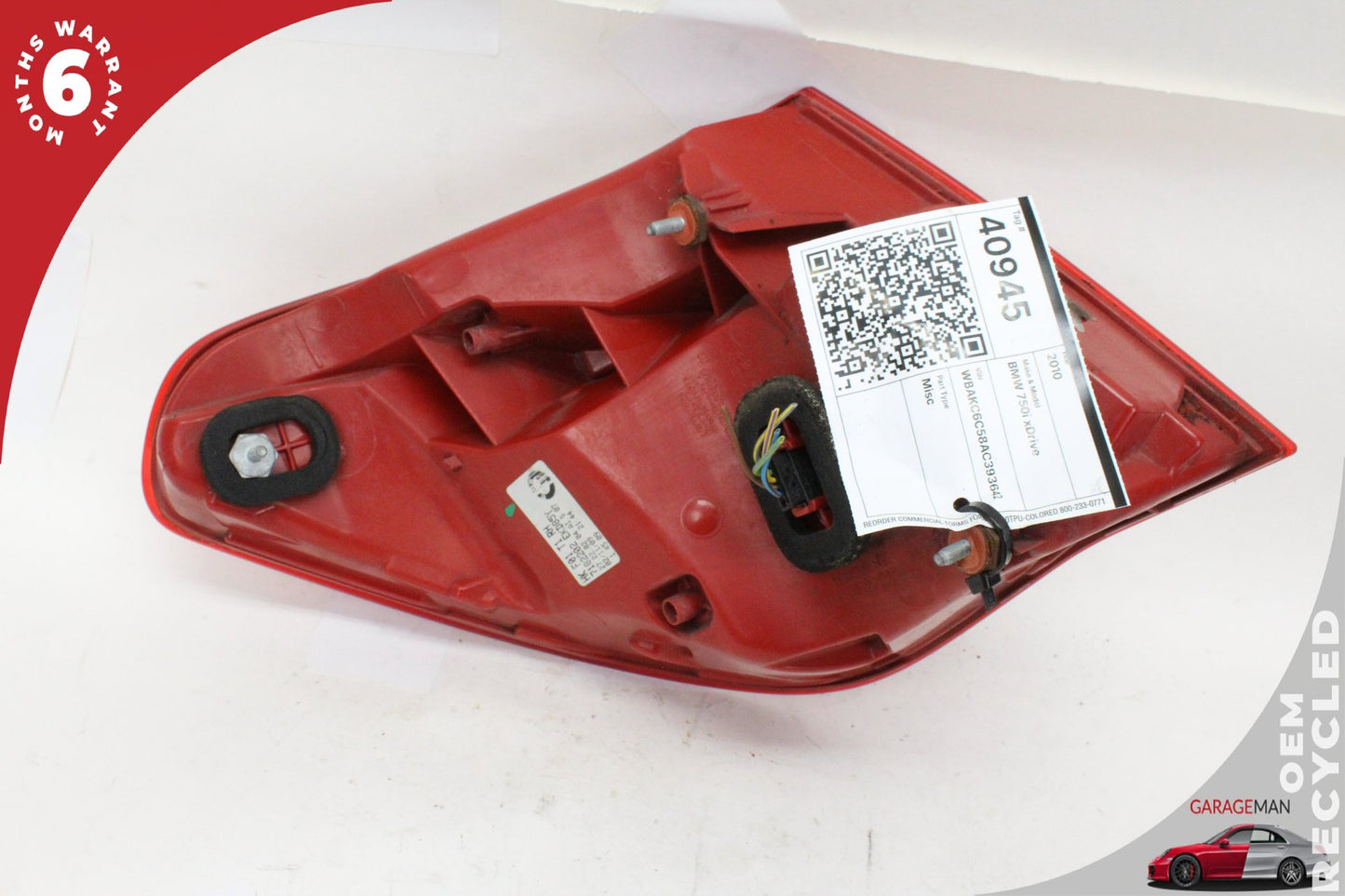 2009-2012 BMW 750i Rear Right Passenger Side Outer Tail Light Lamp 7182202 OEM