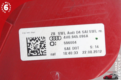 2011-2014 Audi A8 Sedan Rear Right Outer Tail Light 4H0945096A