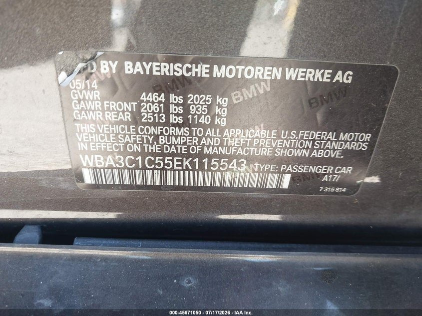 Parting Out- 2014 BMW 328i F30- 194