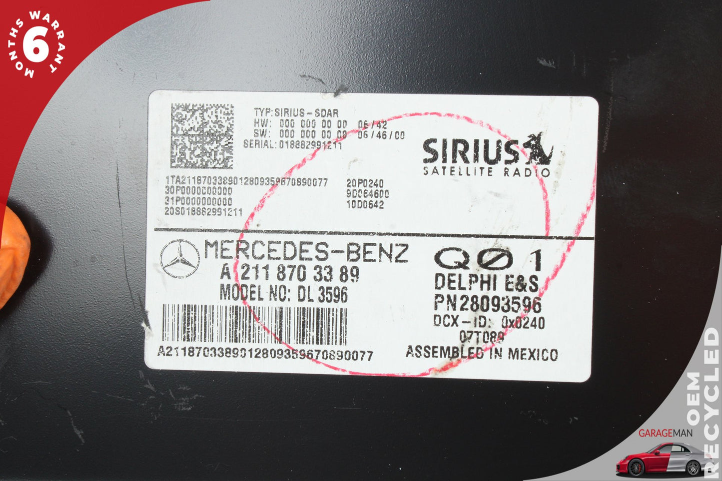 2003-2009 Mercedes W164 ML350 Sirius Satellite Radio Receiver 2118703389 OEM