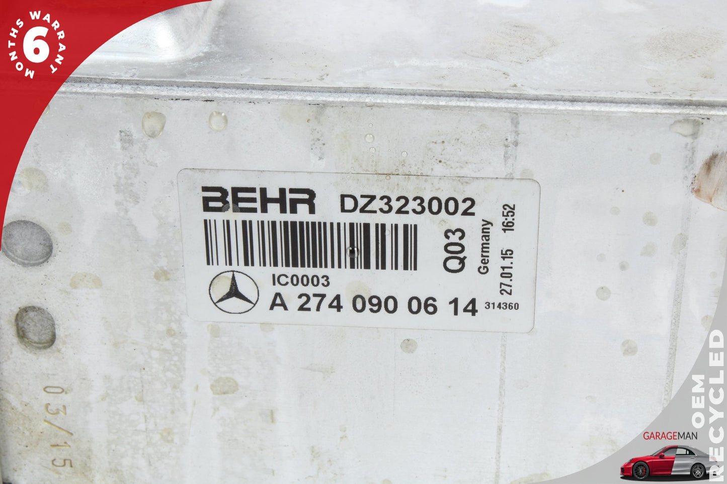 2015-2020 Mercedes W205 C300 Intercooler Air Cooler Radiator 2740900614 OEM