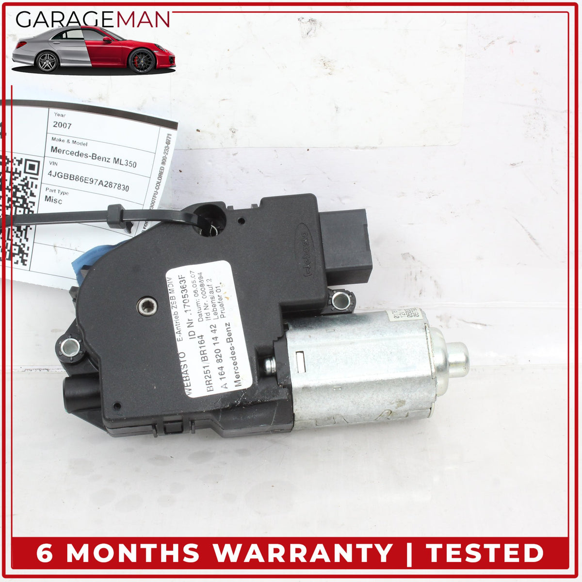 2006-2013 Mercedes W164 ML350 Panoramic Sun Roof Sunroof Motor 1648201442 OEM