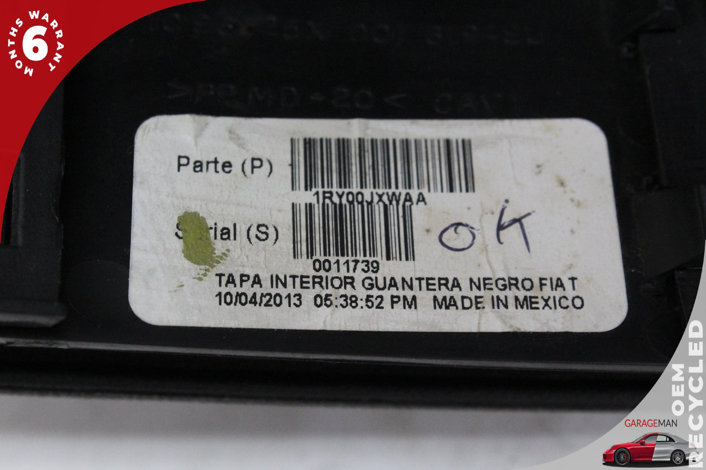 2012-2019 Fiat 500e Hatchback Glove Box Storage Compartment 1RZ01JD7AB