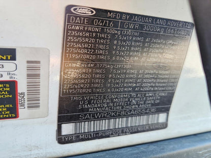 Parting Out- 2016 Land Rover Range Rover Sport L494- 259