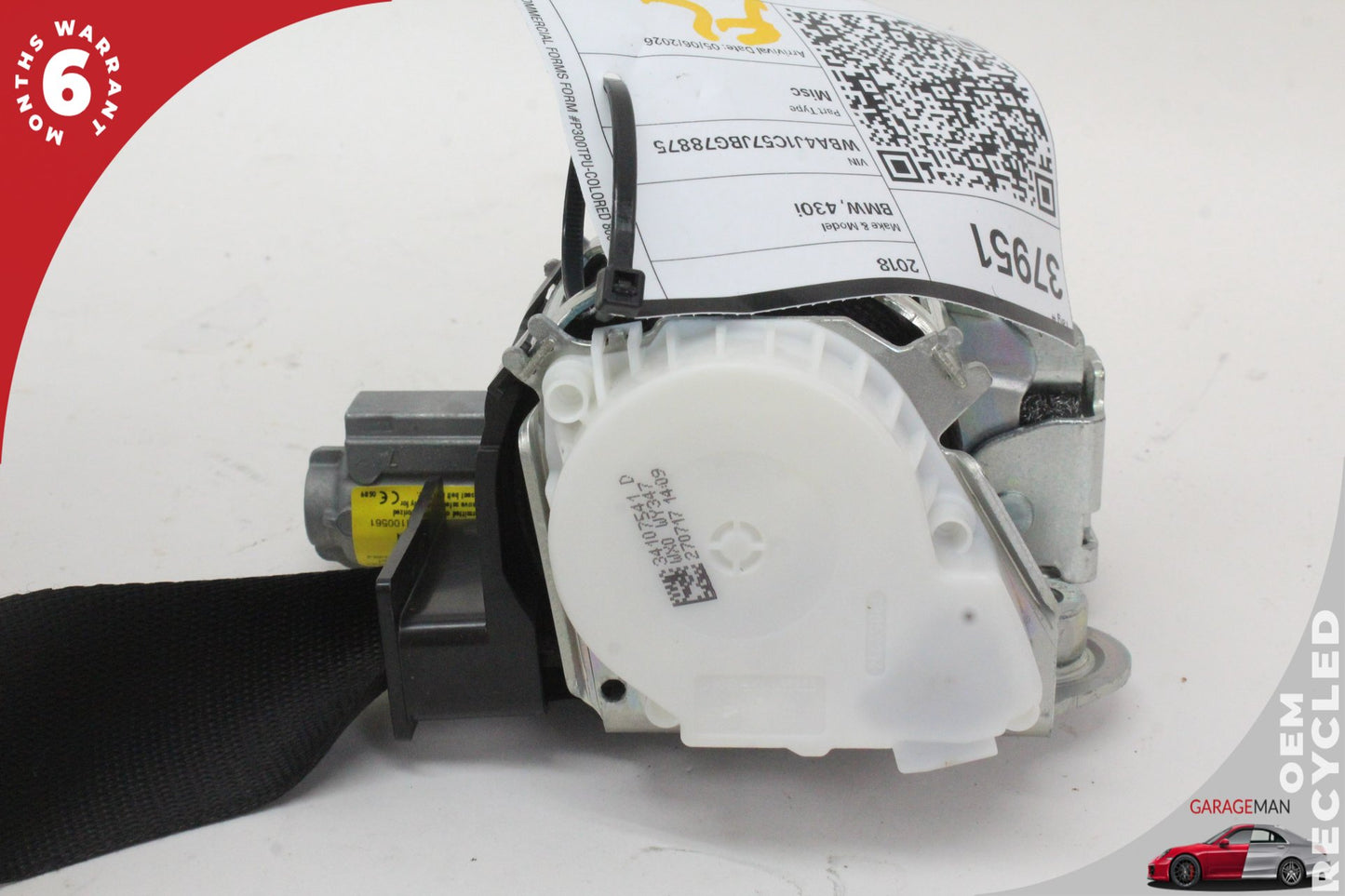2012-2020 BMW 430i F36 Front Right Passenger Side Seat Belt Black 34107541D OEM
