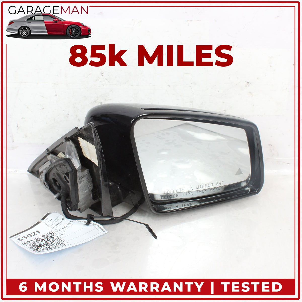 2010-2016 Mercedes W212 E350 Right Door Rear View Mirror w/ Blind Spot Black OEM