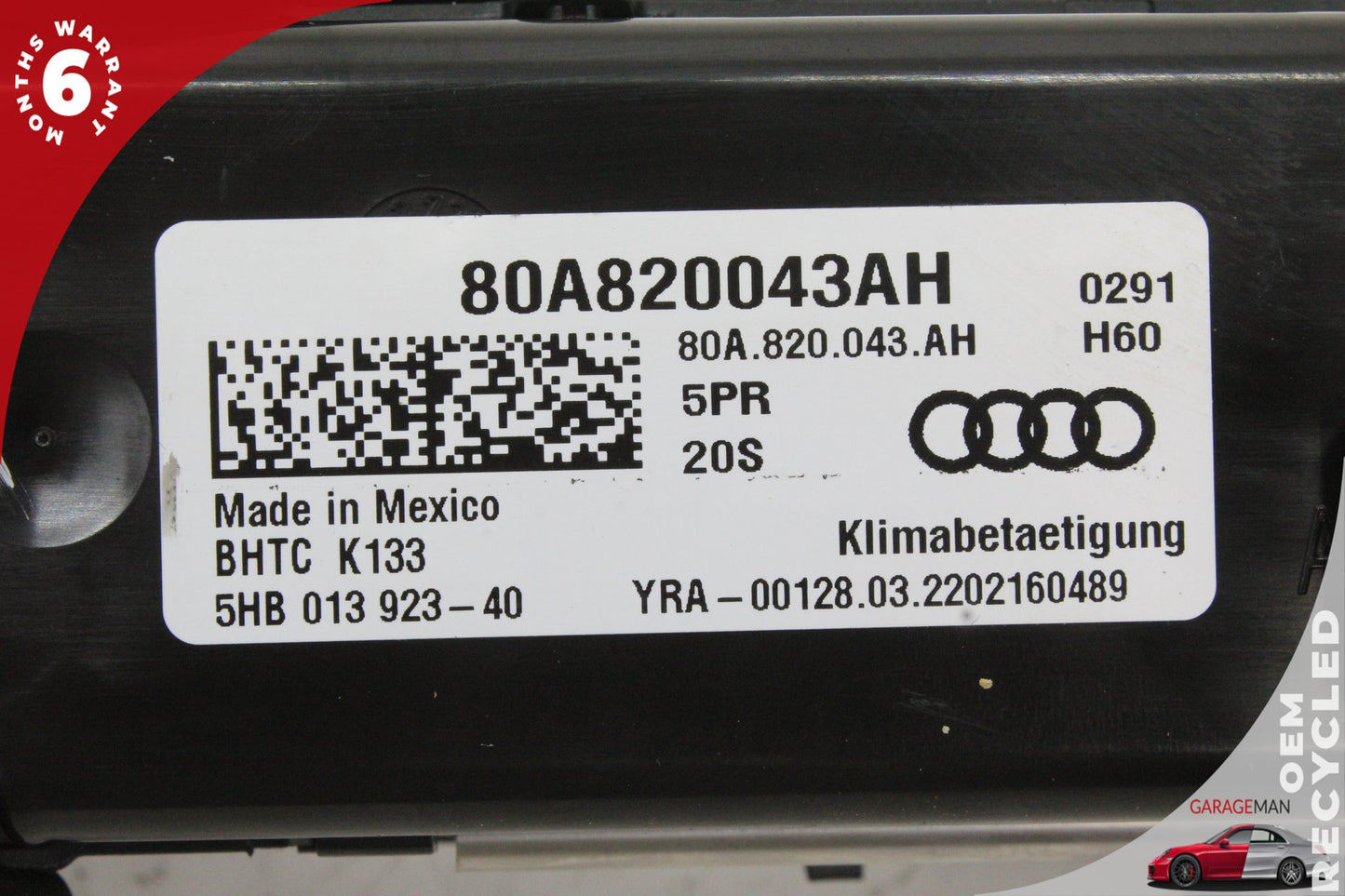 2018-2025 Audi Q5 AC Temperature Climate Control Switch Panel 80A820043AH OEM