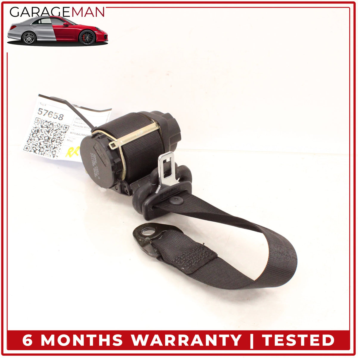 1999-2001 Porsche 911 Carrera 996 Rear Right Passenger Side Seat Belt Black OEM