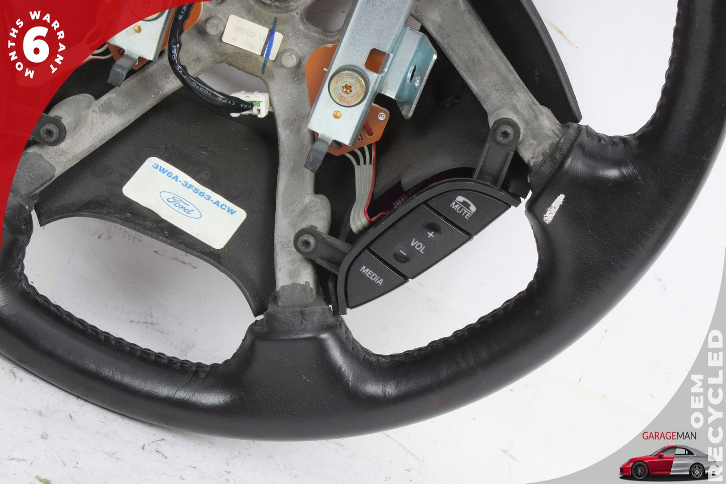 2002-2005 Ford Thunderbird Front Left Side Steering Wheel Black 3W6A3F563ACW OEM