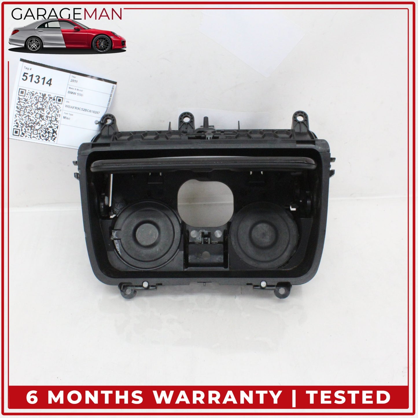 2011-2016 BMW 550i Front Center Console Dual Drink Cup Holder Wood 9206401 OEM