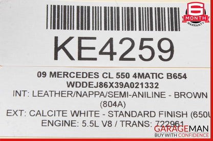 07-14 Mercedes W216 CL550 CL600 S550 S600 Rear Right Side Quarter Airbag Air Bag