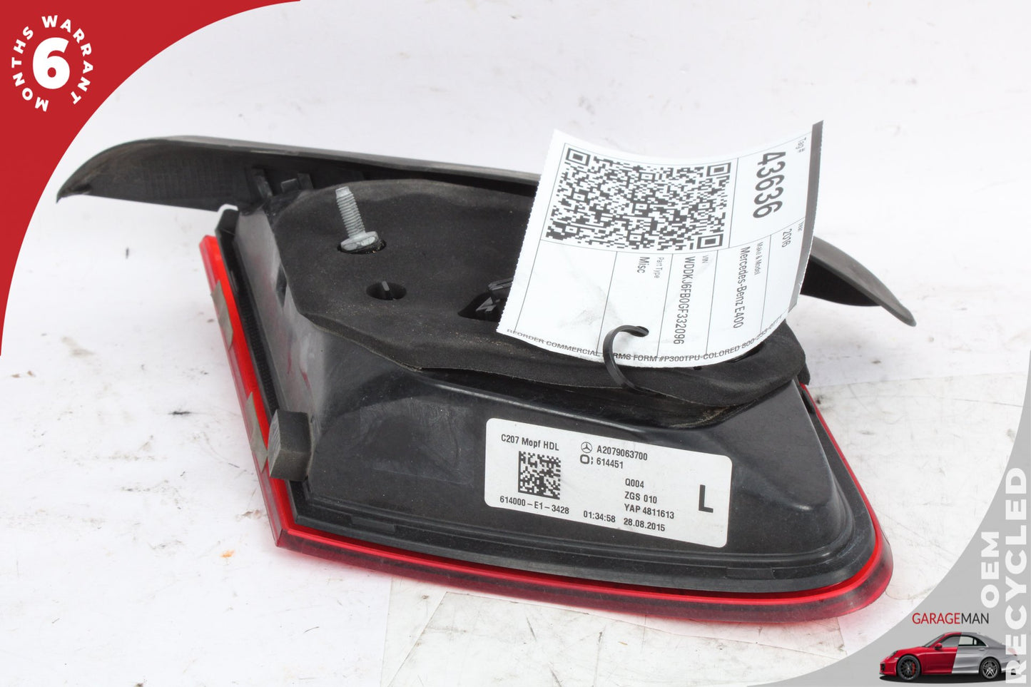 14- 17 Mercedes-Benz E400 W207 Coupe Rear Left Inner Tail Light 2079063700
