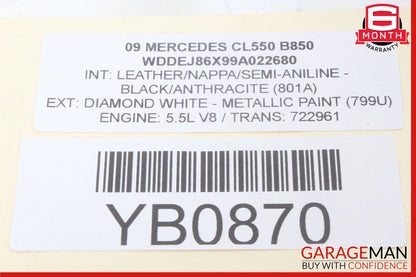 06-14 Mercedes W216 CL550 S550 GL450 Front Right Side Seat Air Bag Airbag SRS
