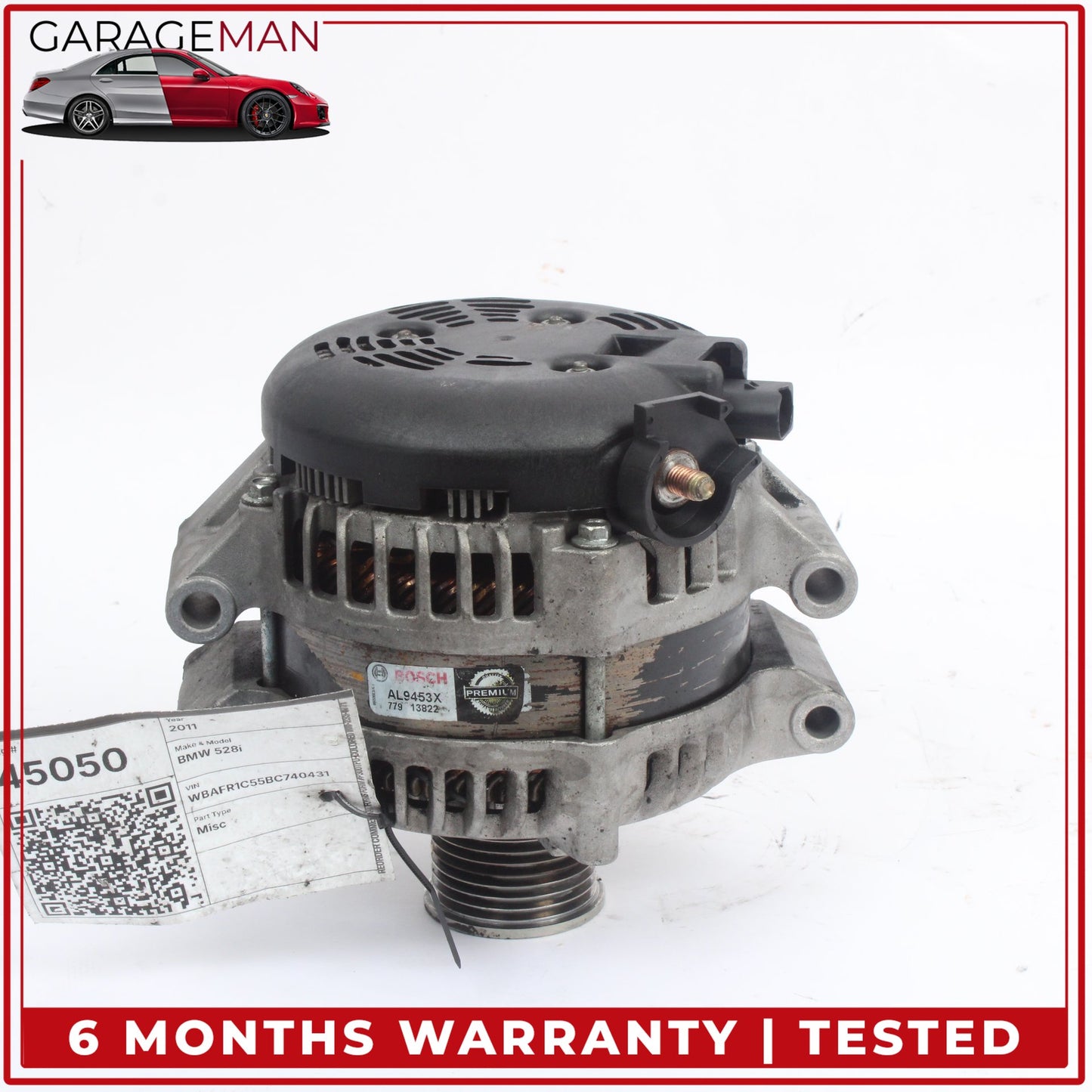 2011-2012 BMW 528i F10 RWD Engine Generator Alternator 7591268 OEM