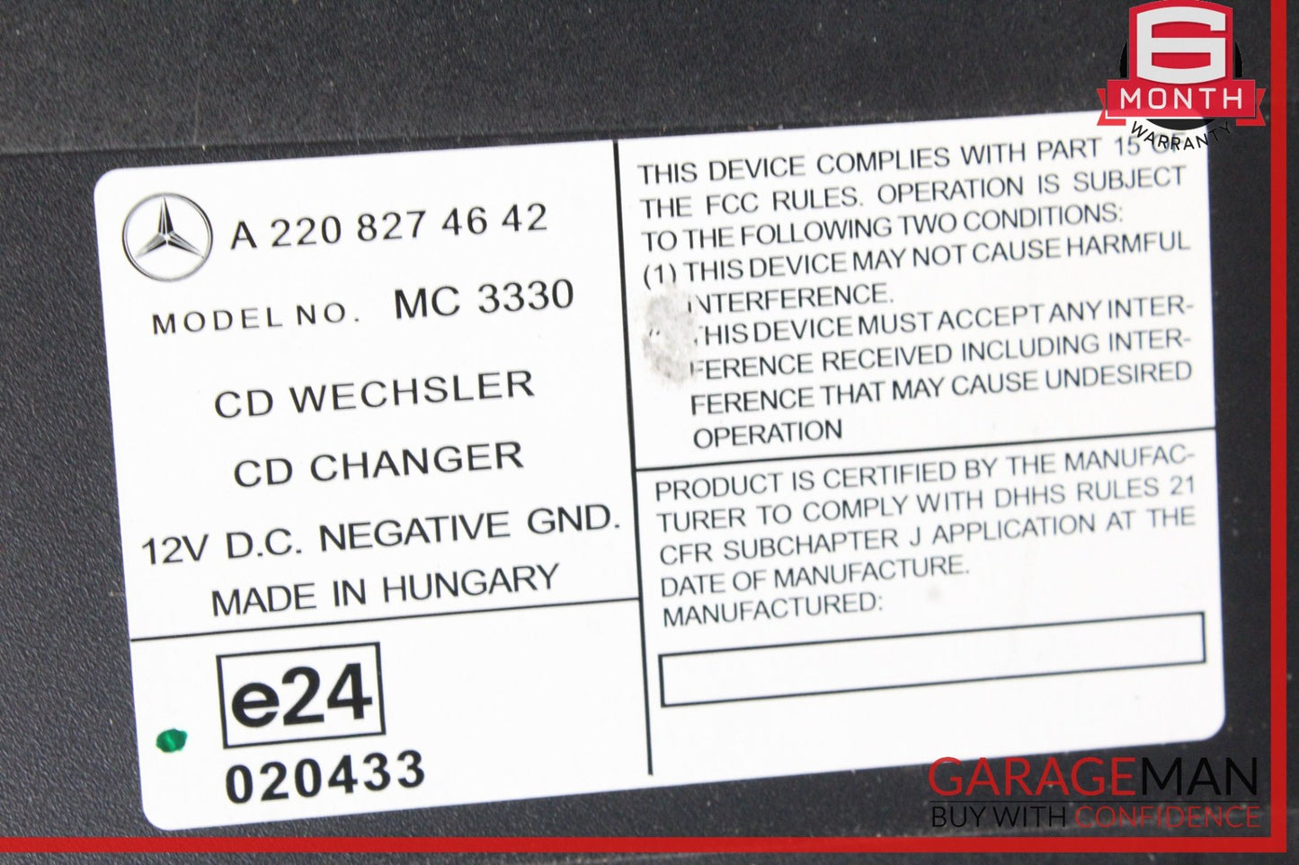 2003-2008 Mercedes-Benz SL500 R230 CD Changer 6 Disc Player 2208274642 OEM