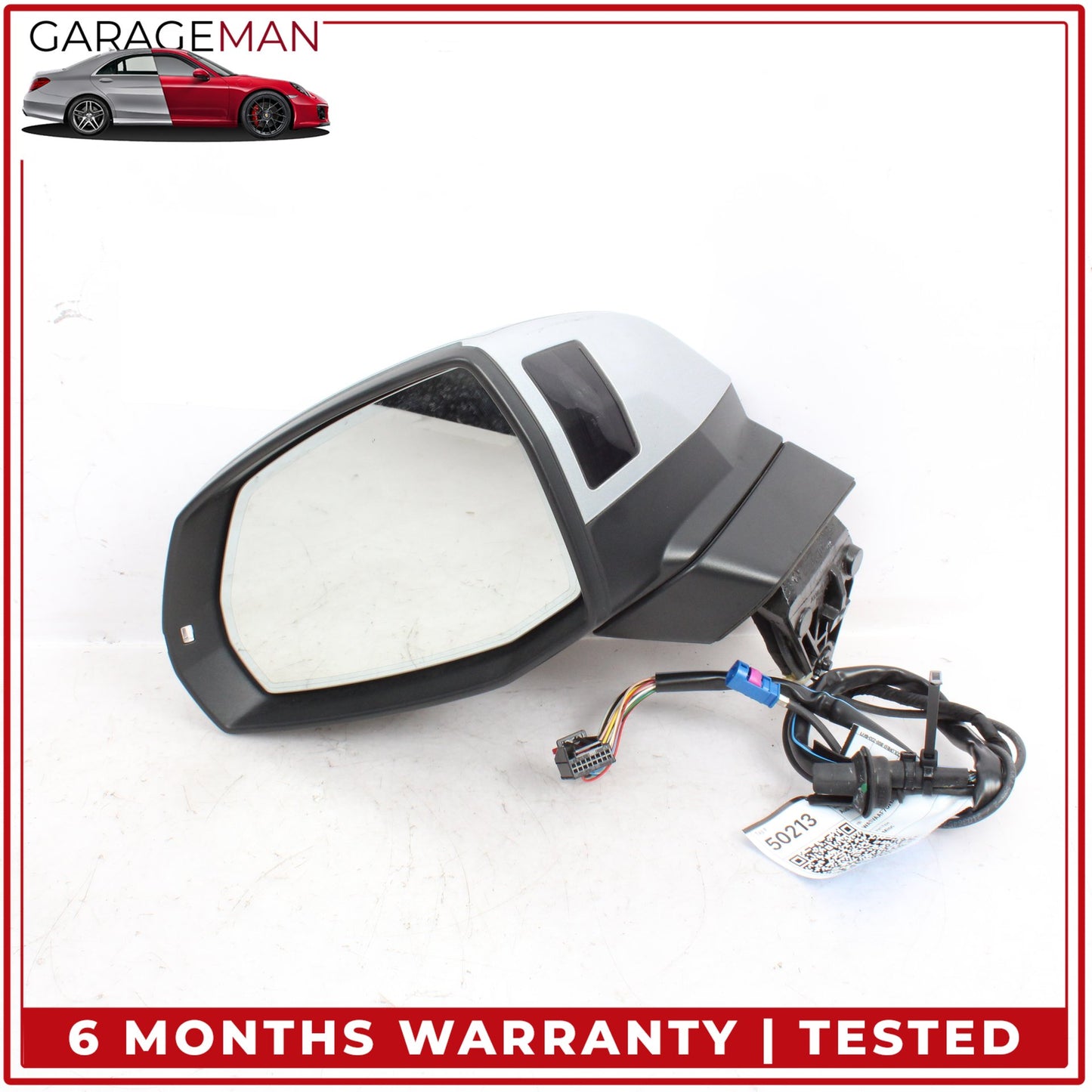 2017-2019 Audi Q7 Front Left Door Rear View Mirror w/ Camera Silver Metallic OEM