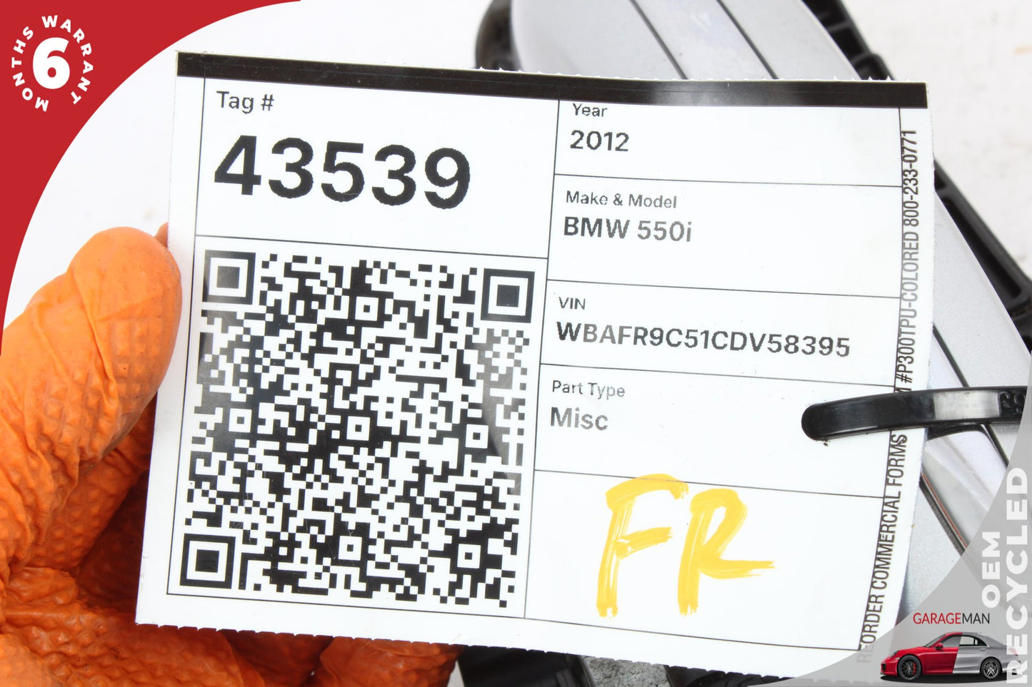 2011-2016 BMW F10 550i 528i Front Right Side Exterior Door Handle 7175650 OEM