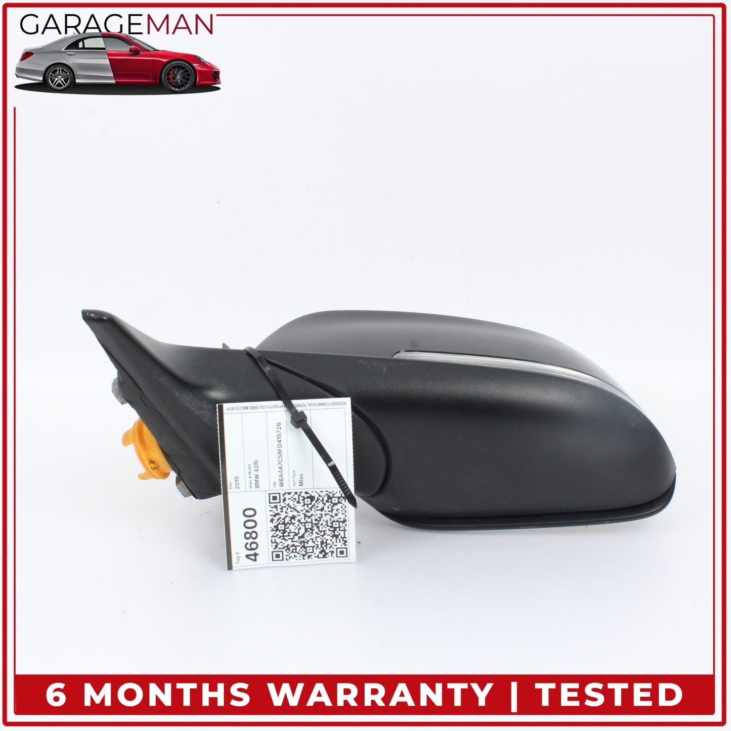 2014-2020 BMW 428i F36 Front Left Driver Side Door Rear View Mirror Black OEM