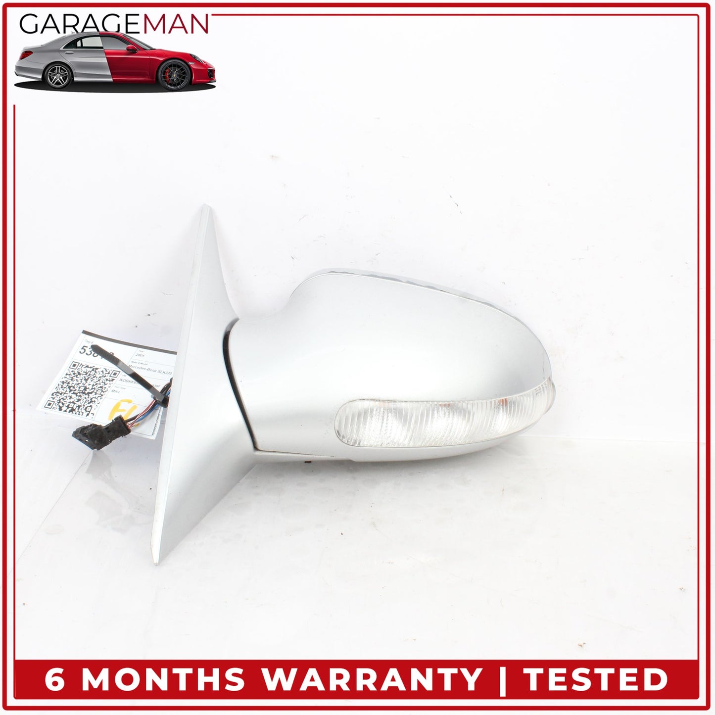 2001-2004 Mercedes R170 SLK320 Left Door Rear View Mirror Silver Metallic OEM