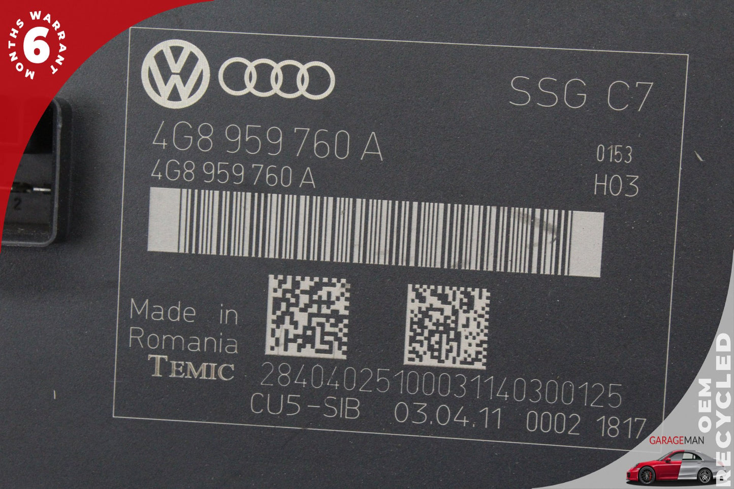 2012-2018 Audi A7 A6 Front Left Side Seat Control Module Unit 4G8959760A OEM