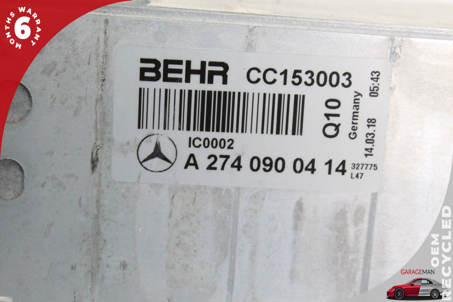 2015-2020 Mercedes W205 C350e Intercooler Air Cooler Radiator 2740900414 OEM