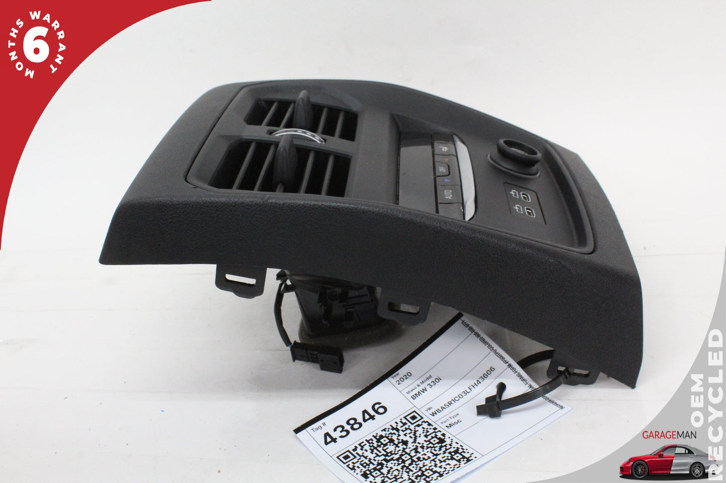19-22 BMW 330i G20 Sedan Rear Center Console A/C Air Vent Trim 9493012 Genuine