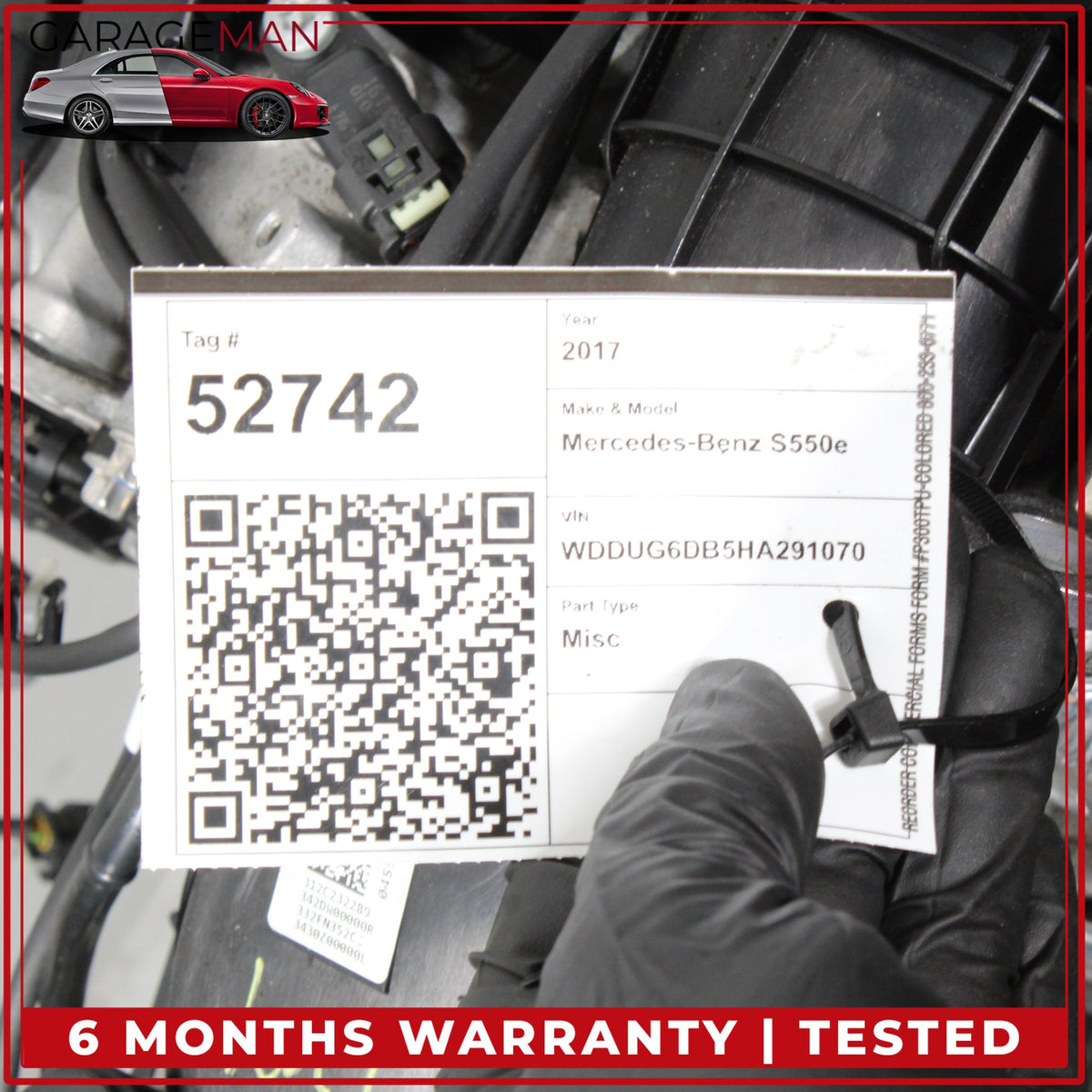 2015-2017 Mercedes-Benz S550e W222 RWD 3.0L V6 M276 Engine Motor Assembly 276.824 103k