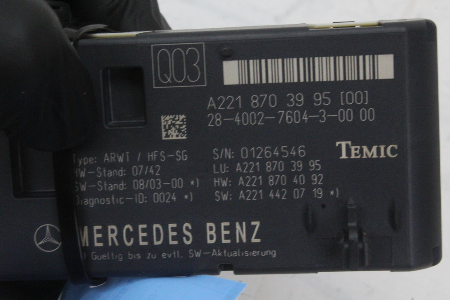 2007-2014 Mercedes S550 W221 Trunk Release Remote Module 2218703995 OEM