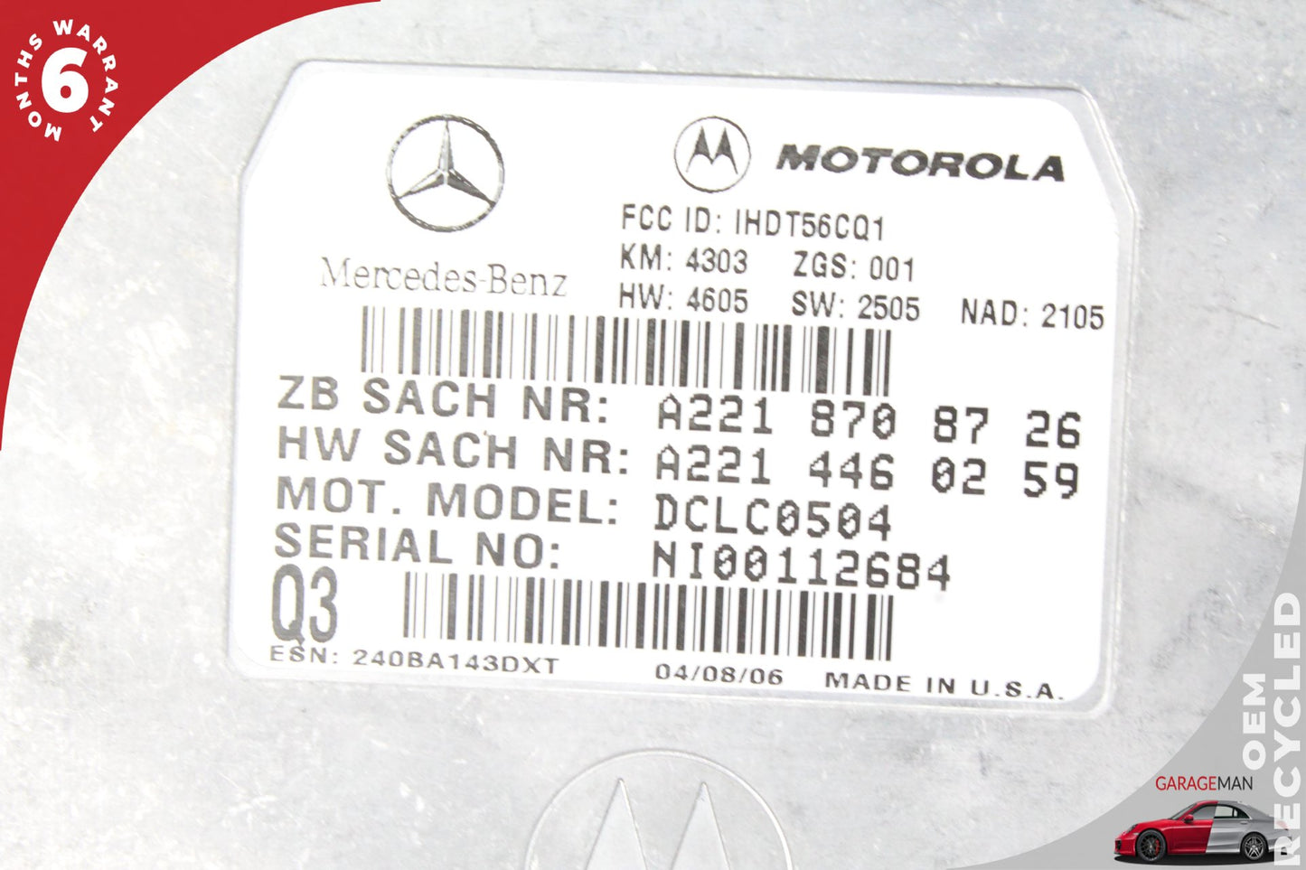 07-14 Mercedes CLS500 W219 Voice Communication Control Module 2218708726