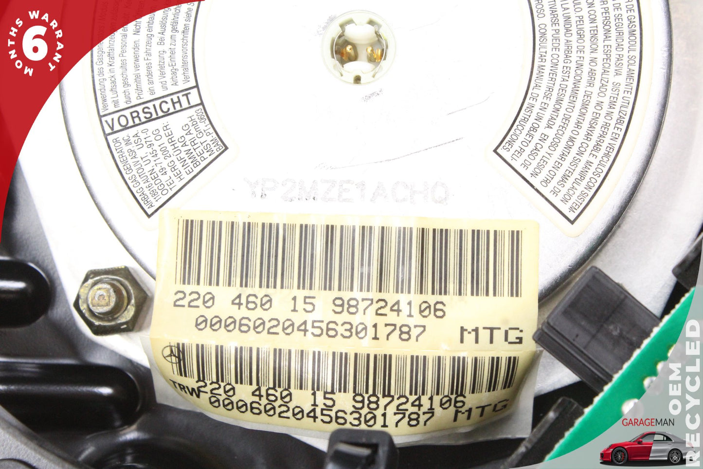 00-06 Mercedes-Benz S500 W220 Sedan Steering Wheel Airbag 2204600998