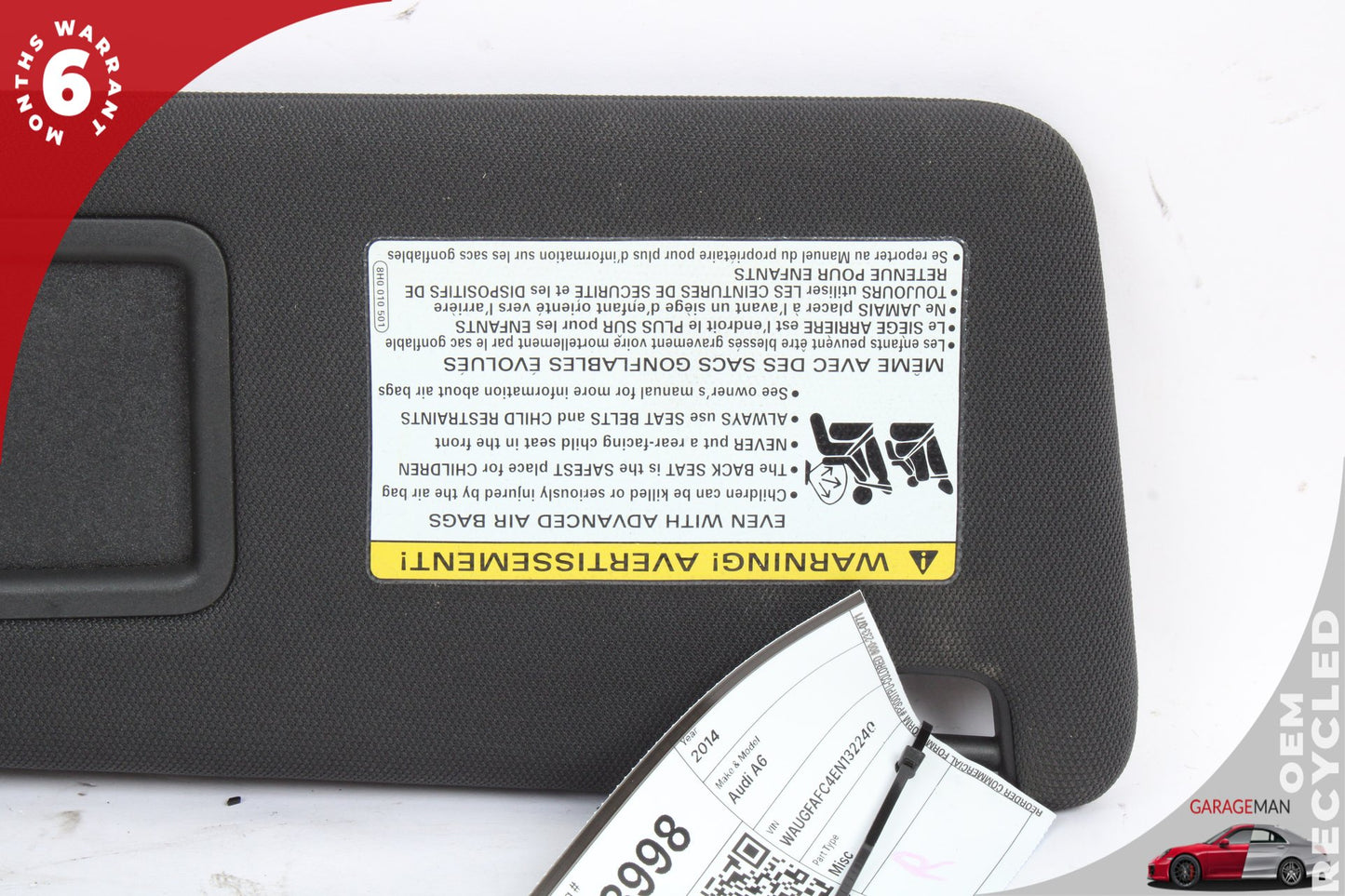 2012-2018 Audi A6 A7 Front Right Passenger Side Sun Visor Sunvisor 4G0857552 OEM
