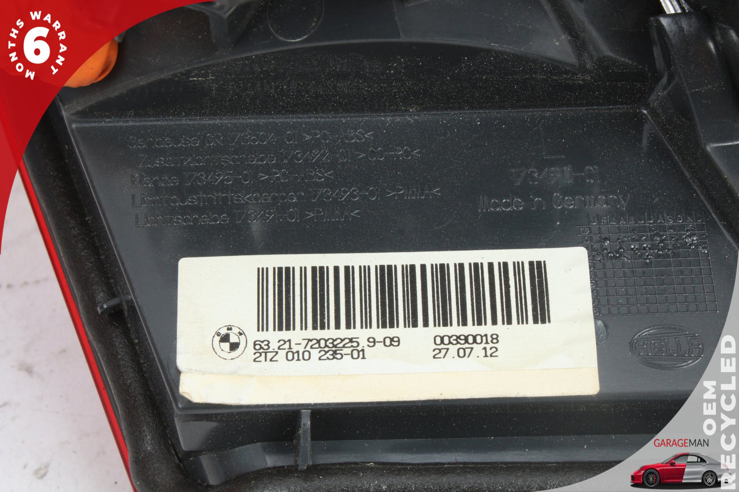 2011-2013 BMW 528i Rear Left Driver Side LED Inner Tail Light Lamp 7203225 OEM