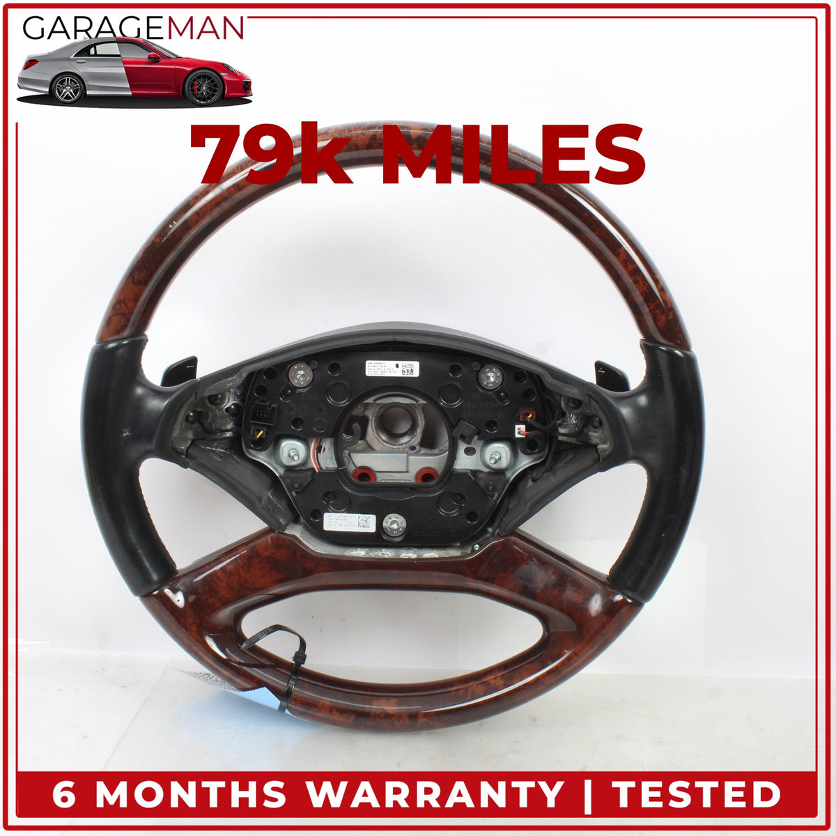 2010-2014 Mercedes W216 CL550 Steering Wheel w/ Paddle Shifters Wood OEM