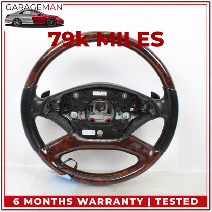 2010-2014 Mercedes W216 CL550 Steering Wheel w/ Paddle Shifters Wood OEM