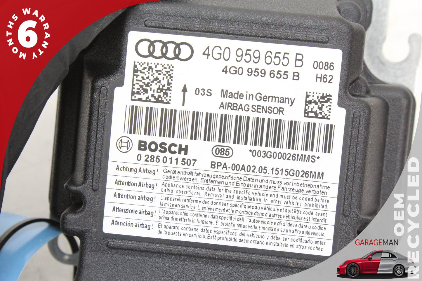 2012-2018 Audi A7 A6 Airbag Air Bag Sensor Restraint Diagnostic 4G0959655B OEM