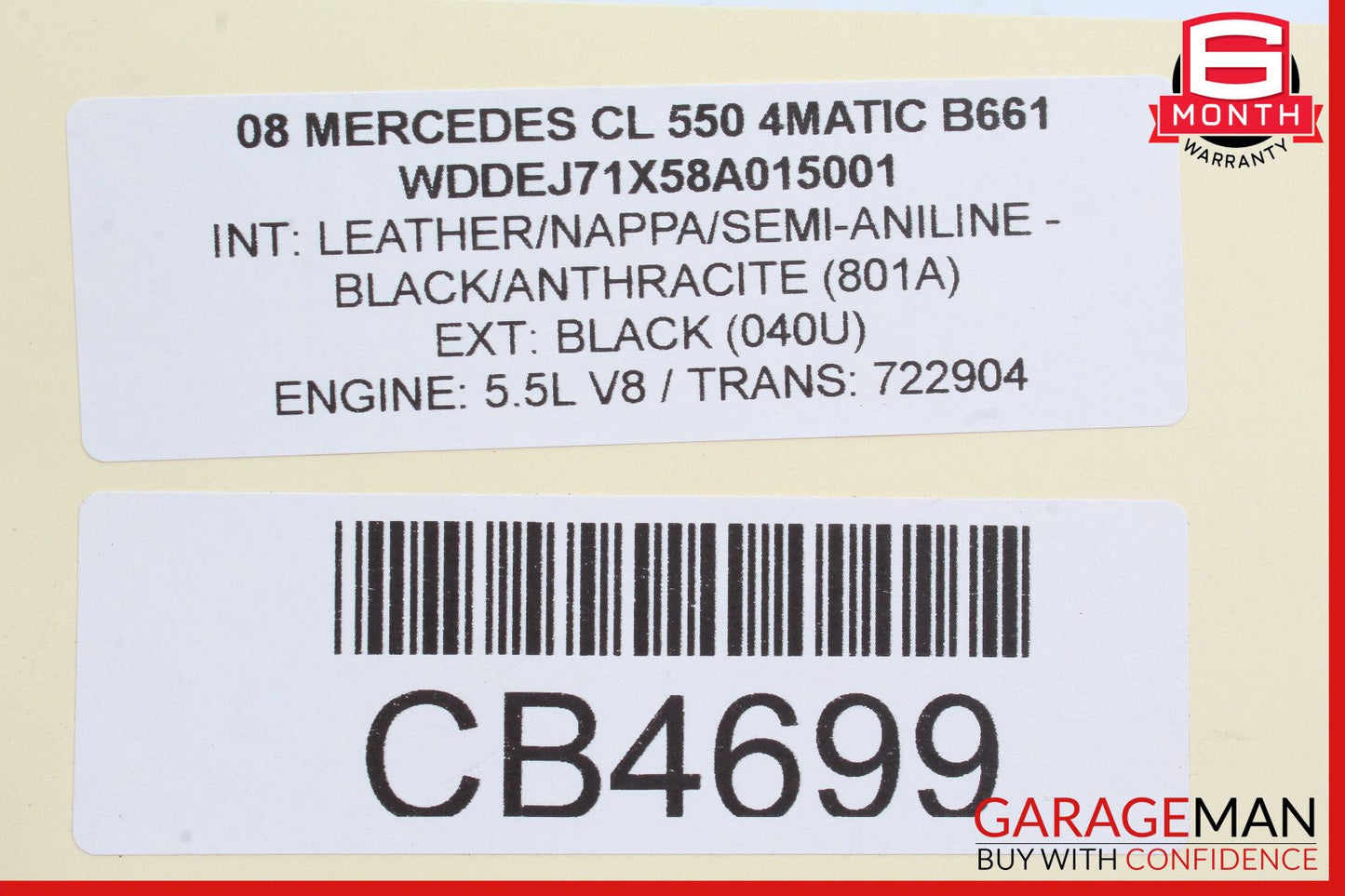 07-14 Mercedes W216 CL550 CL600 S550 S600 Rear Left Quarter Airbag Air Bag OEM