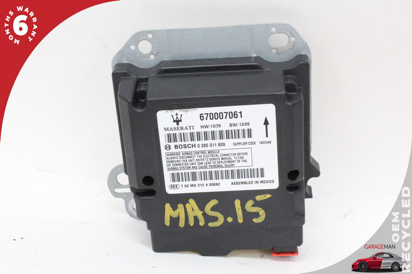 2014-2016 Maserati Ghibli Airbag Air Bag SRS Sensor Control Module 670007061 OEM